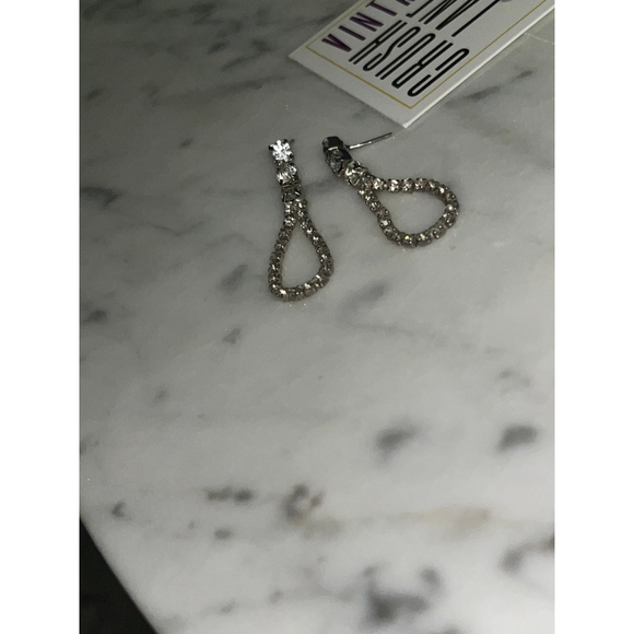 Vintage Rhinestone Teardrop Strand Earrings - Picture 2 of 2